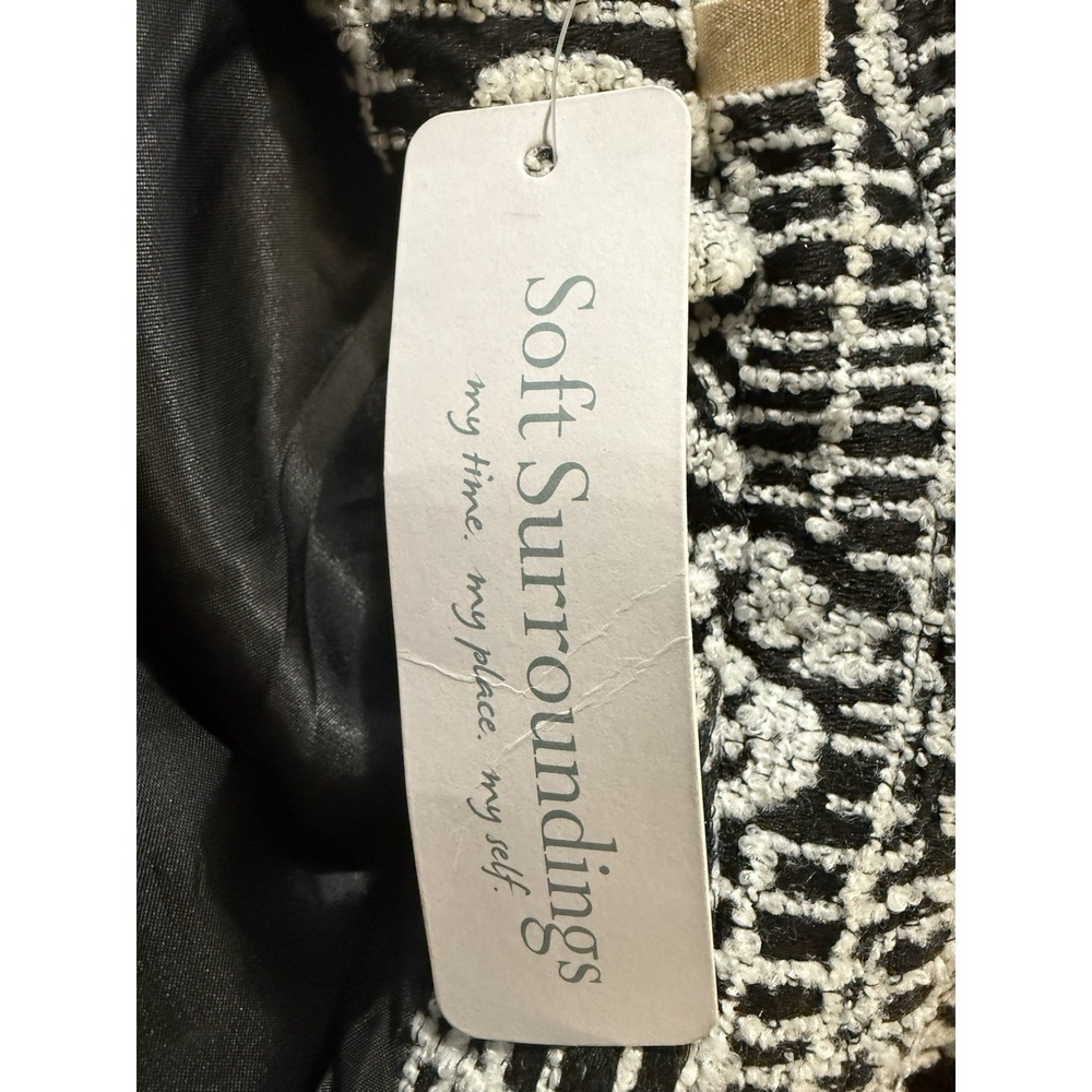Soft Surroundings 2X NWT Black White Floral Jacquard Belted Long Coat - Picture 8 of 12